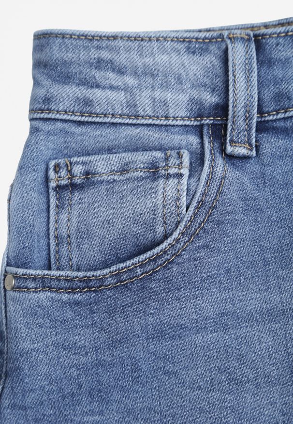 Renee - Niebieskie Szorty Jeansowe z Bawełny Jorts High Waist Sirenora. Okazja: na co dzień. Stan: podwyższony. Kolekcja: plus size. Kolor: niebieski. Materiał: jeans, bawełna. Wzór: gładki. Sezon: lato. Styl: casual