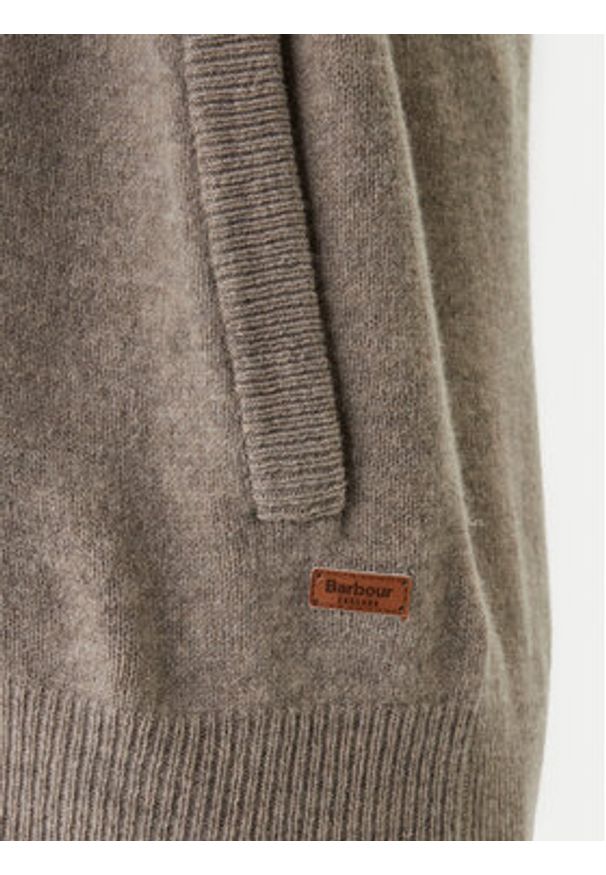 Barbour Kardigan Patch Zip Thru MKN0731ST16 Beżowy Regular Fit. Kolor: beżowy. Materiał: wełna