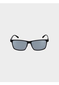 4f - Okulary przeciwsłoneczne z powłoką lustrzaną uniseks - czarne. Kształt: prostokątne. Kolor: czarny