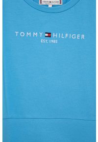 TOMMY HILFIGER - Tommy Hilfiger sukienka dziecięca mini rozkloszowana. Kolor: niebieski. Materiał: bawełna. Długość rękawa: krótki rękaw. Wzór: aplikacja. Typ sukienki: rozkloszowane. Długość: mini