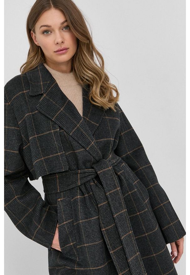 IVY & OAK - Ivy & Oak Płaszcz wełniany kolor szary przejściowy. Okazja: na co dzień. Kolor: szary. Materiał: wełna. Styl: klasyczny, casual