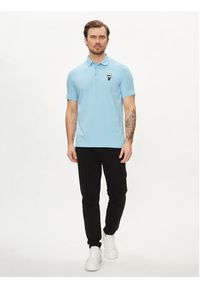 Karl Lagerfeld - KARL LAGERFELD Polo 745022 542221 Błękitny Regular Fit. Typ kołnierza: polo. Kolor: niebieski. Materiał: bawełna #4