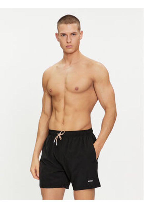 BOSS - Boss Szorty kąpielowe Tio 50491601 Czarny Regular Fit. Kolor: czarny. Materiał: syntetyk