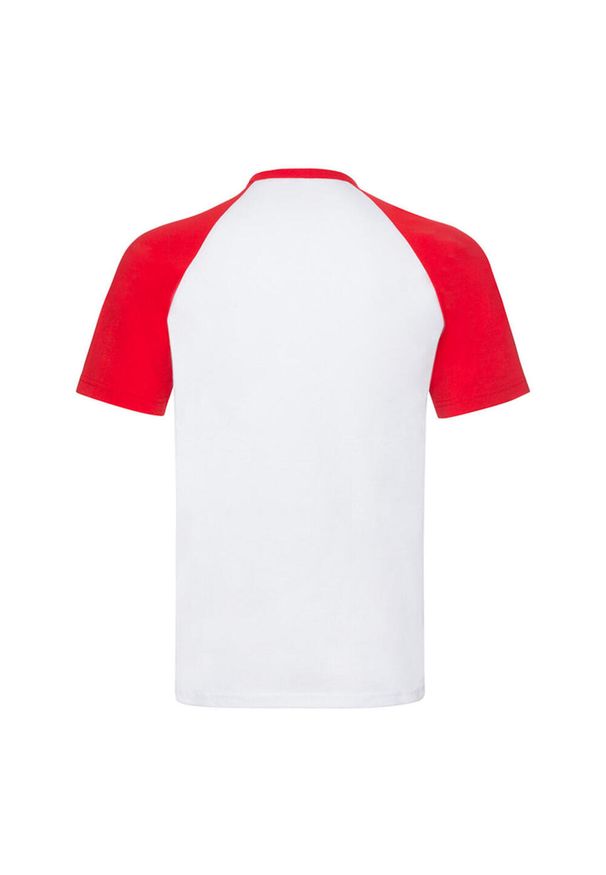 FRUIT OF THE LOOM - Męska Koszulka Baseballowa Z Krótkim Rękawem. Kolor: biały, czerwony, wielokolorowy. Długość rękawa: krótki rękaw. Długość: krótkie