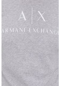 Armani Exchange - Longsleeve. Kolor: szary. Materiał: dzianina. Długość rękawa: długi rękaw. Wzór: nadruk #4