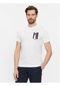 TOMMY HILFIGER - Tommy Hilfiger T-Shirt Emblem MW0MW33687 Biały Slim Fit. Kolor: biały. Materiał: bawełna #1
