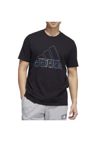 Adidas - Koszulka adidas Dynamic Sport Graphic HK9158 - czarna. Kolor: czarny. Materiał: bawełna, prążkowany. Długość rękawa: krótki rękaw. Długość: krótkie