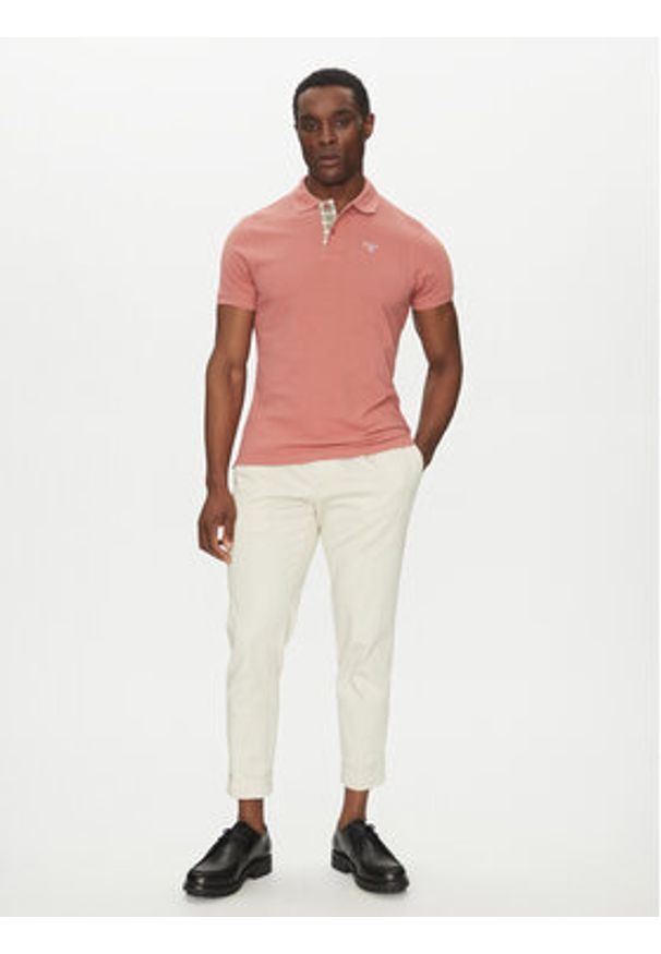 Barbour Polo Tartan MML0012PI55 Różowy Regular Fit. Typ kołnierza: polo. Kolor: różowy. Materiał: bawełna