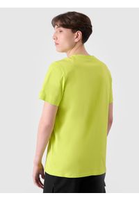 4f - 4F T-shirt regular z nadrukiem męski - zielony S. Okazja: na co dzień. Kolor: zielony. Materiał: dzianina, bawełna, jersey. Długość rękawa: krótki rękaw. Długość: krótkie. Wzór: nadruk. Styl: klasyczny, sportowy, casual