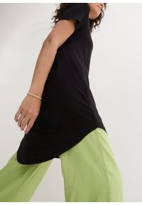 bonprix - Długi shirt z miękkiej wiskozy. Kolor: czarny. Materiał: wiskoza. Długość: długie. Wzór: gładki #2