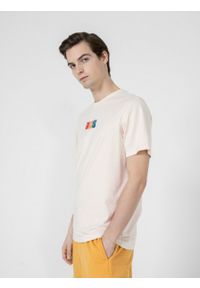outhorn - T-shirt z nadrukiem męski - kremowy. Okazja: na co dzień. Kolor: kremowy. Materiał: dzianina, bawełna. Wzór: nadruk. Styl: casual #6