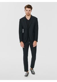 Pako Lorente - PAKO LORENTE – Czarny gładki t-shirt v-neck. Kolor: niebieski, czarny. Materiał: bawełna, elastan. Wzór: gładki #5