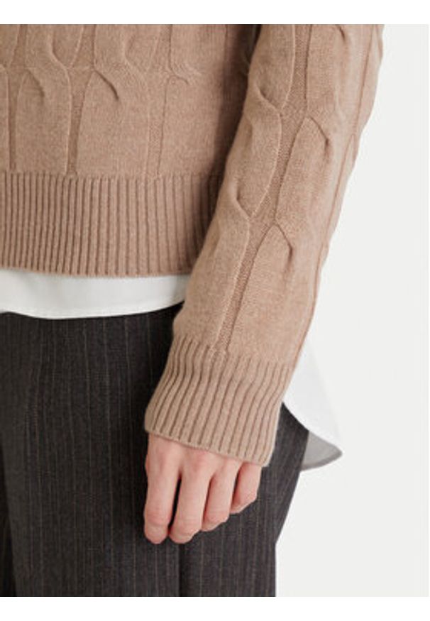 TOMMY HILFIGER - Tommy Hilfiger Kardigan WW0WW47463 Beżowy Regular Fit. Kolor: beżowy. Materiał: wełna