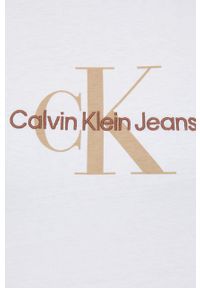 Calvin Klein Jeans longsleeve bawełniany kolor biały. Kolor: biały. Materiał: bawełna. Długość rękawa: długi rękaw. Wzór: nadruk #4