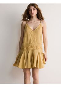 Reserved - Sukienka z lnem - warm olive. Materiał: len #1