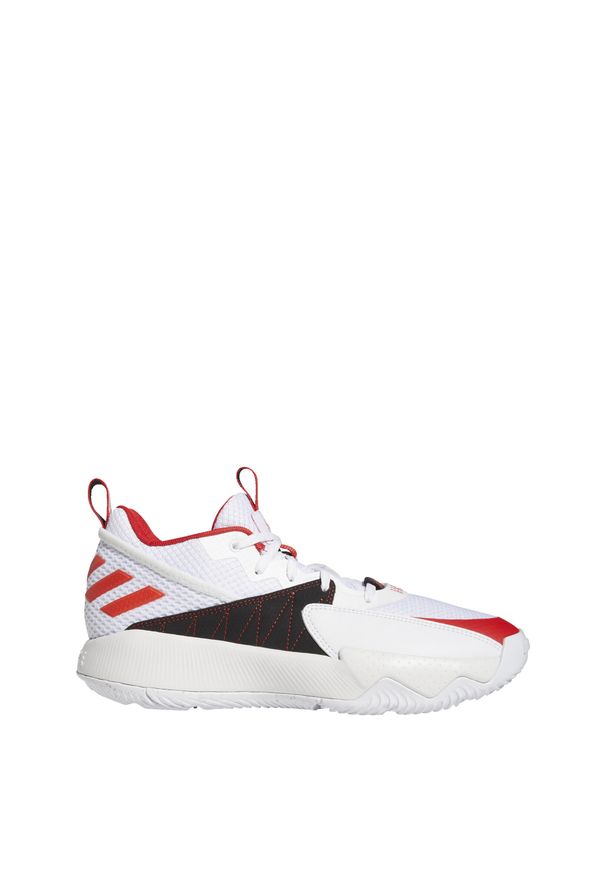 Biały Certyfikowany Buty Koszykówki Adidas Dame Dorosłych. Kolor: biały, wielokolorowy, czerwony, szary. Materiał: syntetyk. Sport: koszykówka