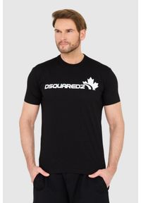 DSQUARED2 Czarny bawełniany t-shirt z dużym logo. Kolor: czarny. Materiał: bawełna #1