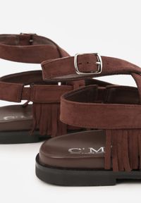 Born2be - Brązowe Sandały w Stylu Rzymianek z Frędzlami Lysoph. Okazja: na co dzień. Zapięcie: sprzączka. Kolor: brązowy. Materiał: jeans. Styl: casual, elegancki, boho #3