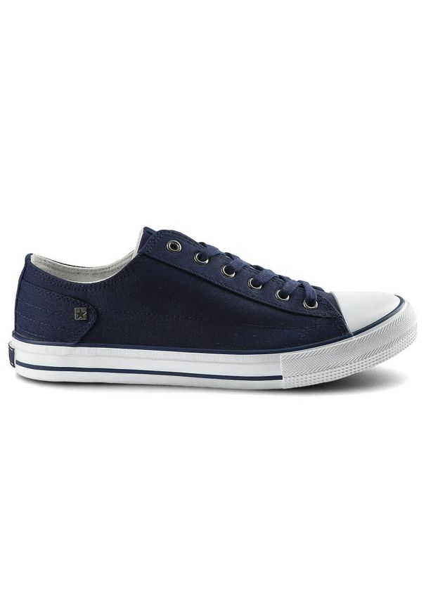 Big-Star - Granatowe Trampki Big Star Męskie Lekkie Półbuty. Okazja: na co dzień, na randkę. Zapięcie: pasek. Kolor: niebieski. Materiał: materiał, jeans. Szerokość cholewki: normalna. Styl: klasyczny, casual
