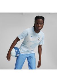 Podkoszulek Puma Mcfc Prematch Ss Jersey, Mężczyźni. Kolor: niebieski, wielokolorowy, szary. Materiał: jersey