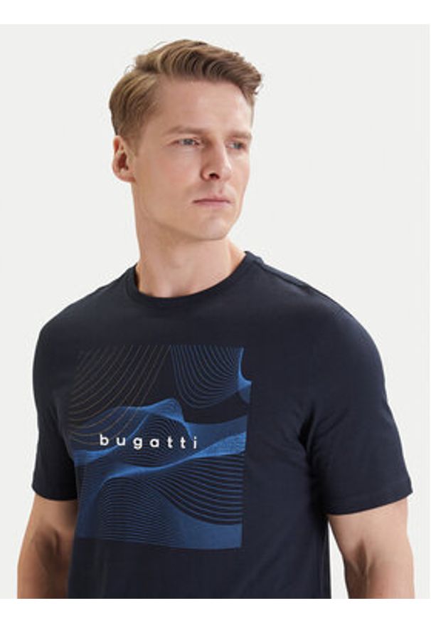Bugatti T-Shirt 8350-75044C Granatowy Regular Fit. Kolor: niebieski. Materiał: bawełna