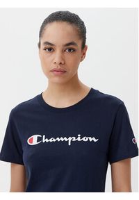 Champion T-Shirt 118090 Granatowy Slim Fit. Kolor: niebieski. Materiał: bawełna