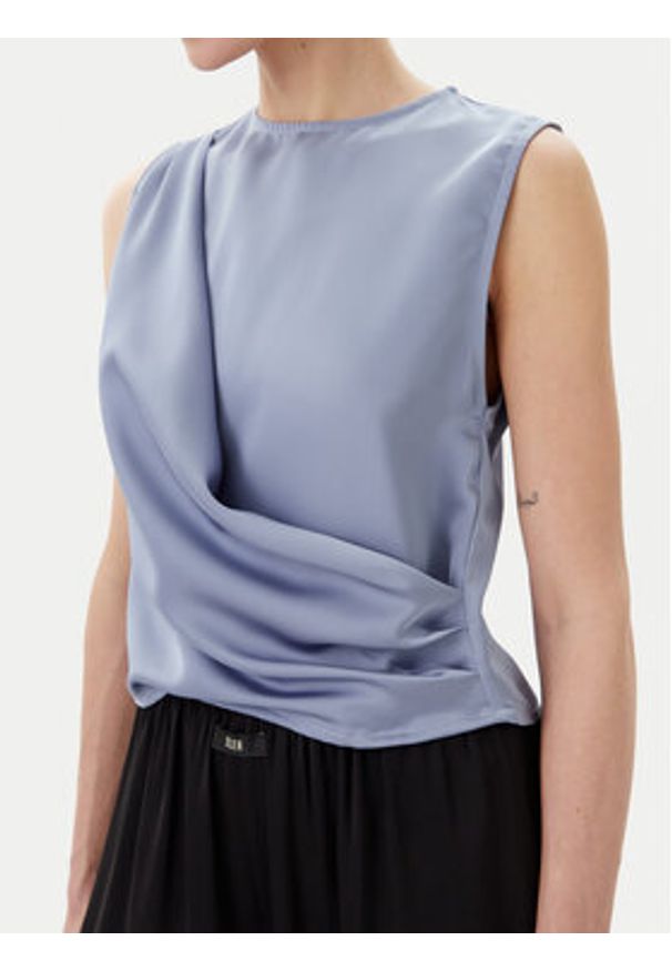 Eleh Bluzka ESS250183 Niebieski Regular Fit. Kolor: niebieski. Materiał: syntetyk