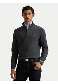 Polo Ralph Lauren Sweter 710876756017 Szary Regular Fit. Typ kołnierza: polo. Kolor: szary. Materiał: wełna