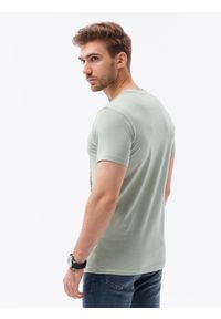 Ombre Clothing - T-shirt męski z nadrukiem S1434 V-6B - jasnozielony - XXL. Kolor: zielony. Materiał: bawełna. Wzór: nadruk. Styl: klasyczny