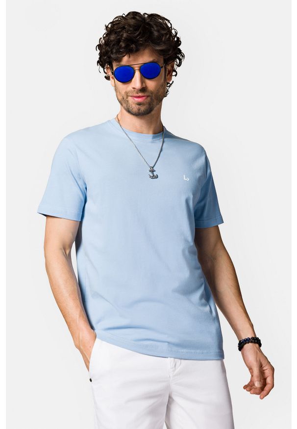Lancerto - Koszulka Jasnoniebieska z Bawełną Linus. Kolor: niebieski. Materiał: bawełna, elastan