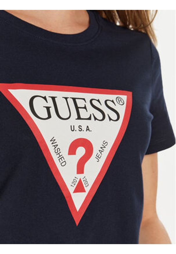Guess T-Shirt W1YI1B I3Z14 Granatowy Regular Fit. Kolor: niebieski. Materiał: bawełna