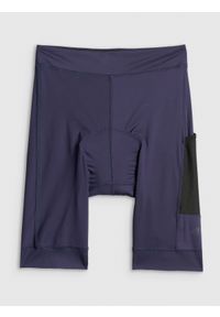 4f - 4F Spodenki kolarskie z żelową wkładką damskie - granatowe XS. Stan: podwyższony. Kolor: niebieski. Materiał: włókno, materiał. Długość: długie. Sport: kolarstwo #1