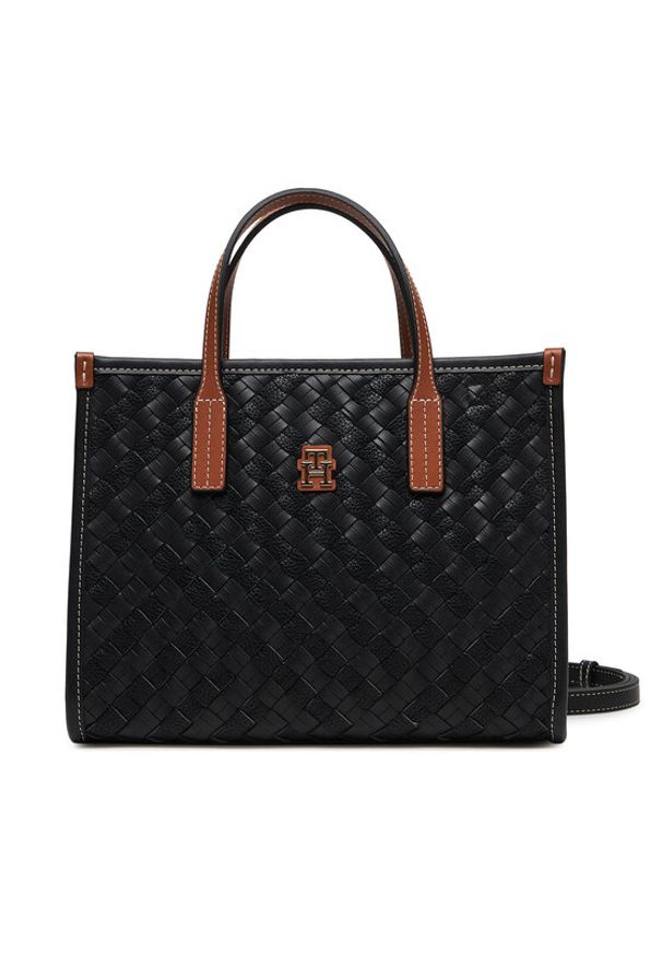 TOMMY HILFIGER - Tommy Hilfiger Torebka Th City Mini Tote AW0AW18393 Czarny. Kolor: czarny. Materiał: skórzane