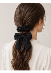 Sinsay - Spinka do włosów z kokardą i gumka scrunchie 2 pack - czarny. Kolor: czarny #1