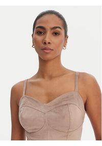 Guess Top W6RH03 WJ472 Beżowy Slim Fit. Kolor: beżowy. Materiał: syntetyk #3