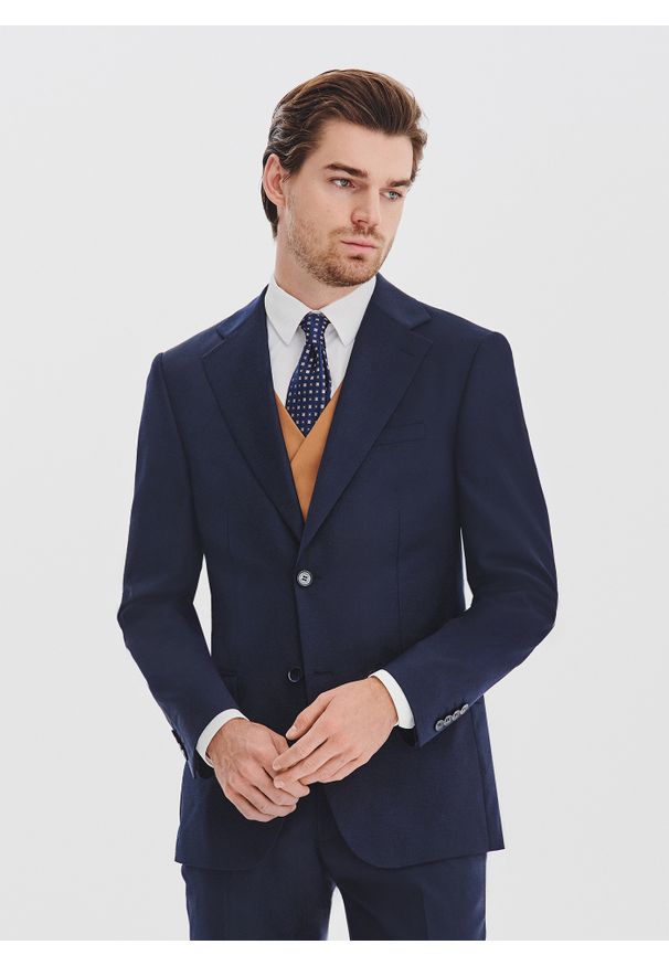 Pako Lorente - PAKO LORENTE - Garnitur męski w subtelną kratę. Materiał: poliester, wełna