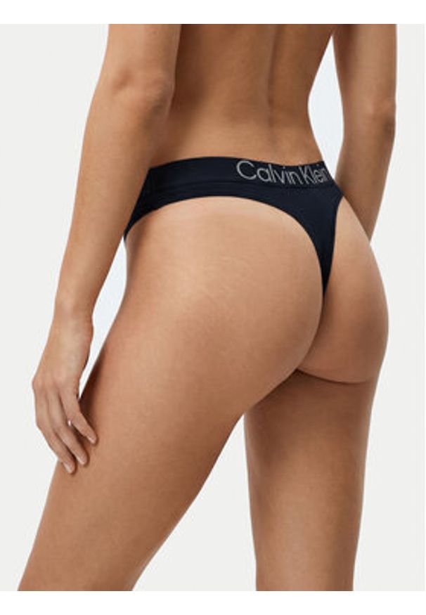 Calvin Klein Underwear Stringi LV00QD5292 Granatowy. Kolor: niebieski. Materiał: bawełna