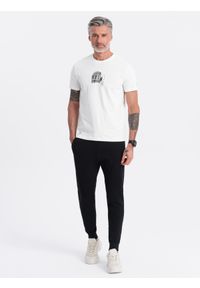 Ombre Clothing - Męskie spodnie dresowe typu jogger - czarne V5 OM-PABS-0173 - XXL. Okazja: na co dzień. Kolor: czarny. Materiał: dresówka. Wzór: aplikacja. Styl: casual #1
