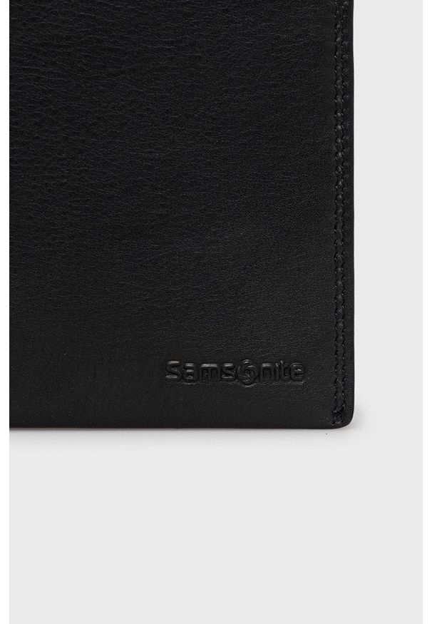 Samsonite - Portfel skórzany. Kolor: czarny. Materiał: skóra. Wzór: gładki