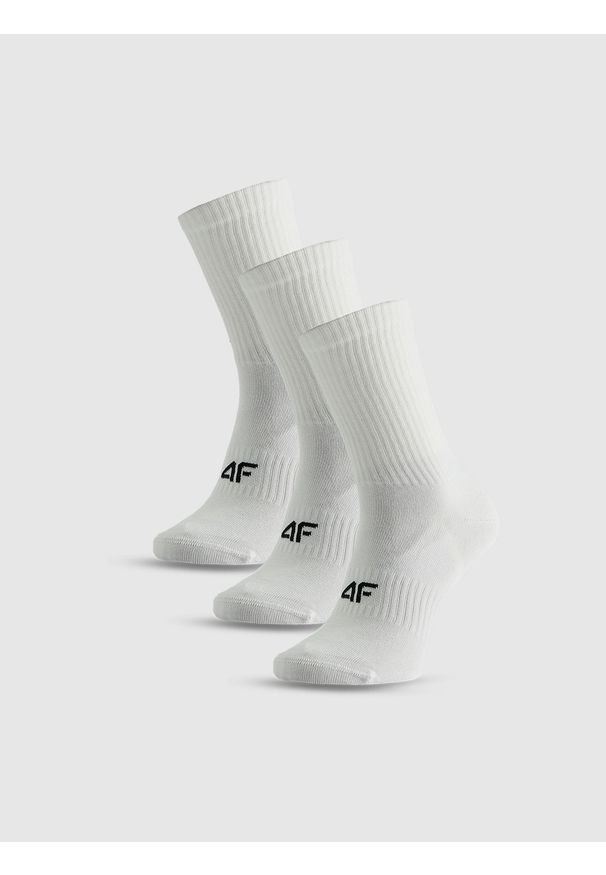 4f - 4F Skarpetki długie (3-pack) damskie - białe 35-38. Kolor: biały. Materiał: materiał, poliamid, bawełna, elastan