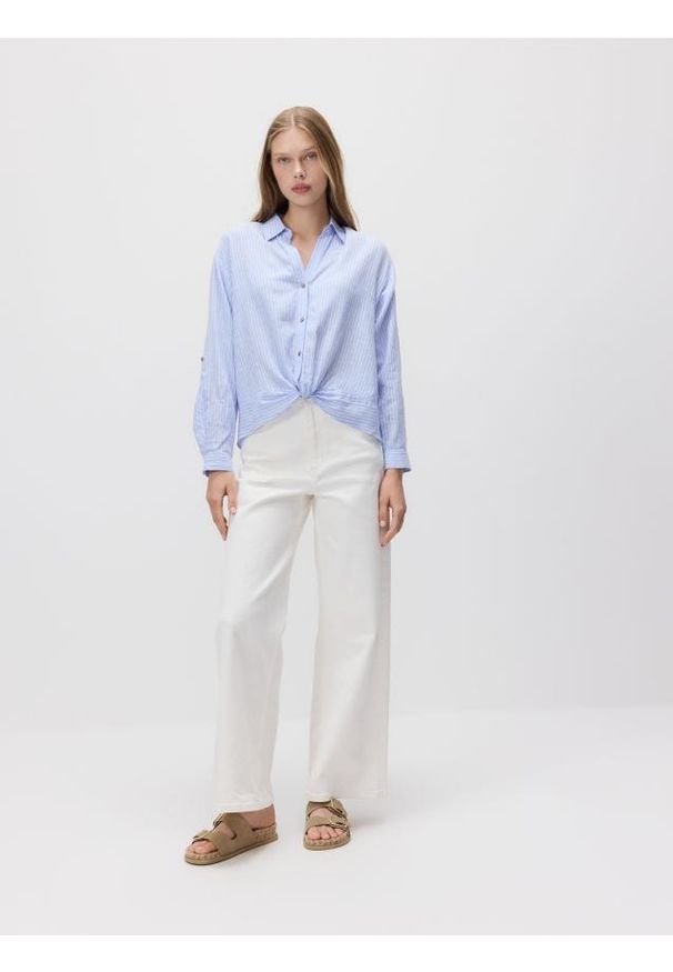 Reserved - Koszula z lnem - niebieski. Kolor: niebieski. Materiał: len