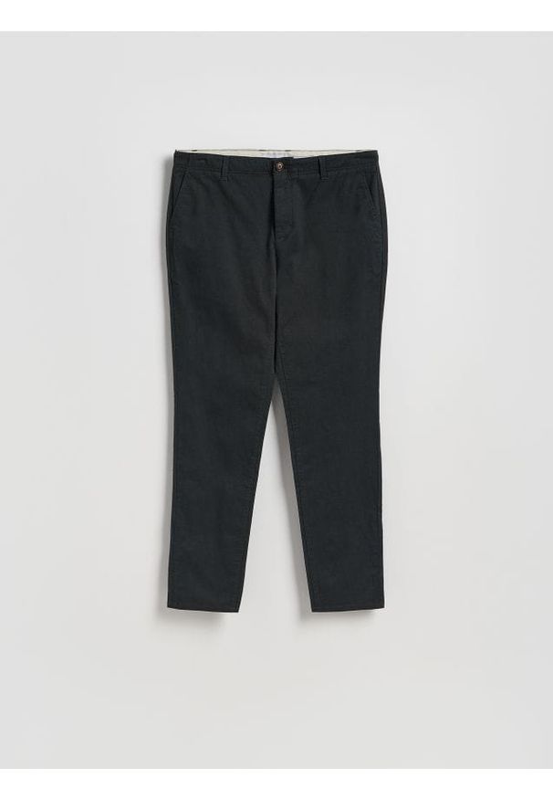 Reserved - Spodnie chino slim fit - czarny. Kolor: czarny. Materiał: tkanina, bawełna