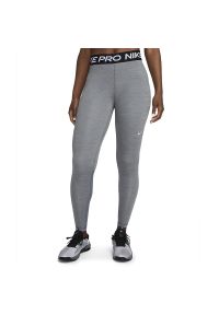 Legginsy Nike Pro CZ9779-084 - szare. Okazja: na spacer, na co dzień. Kolor: szary. Materiał: materiał, poliester, elastan. Technologia: Dri-Fit (Nike). Styl: sportowy, casual. Sport: turystyka piesza