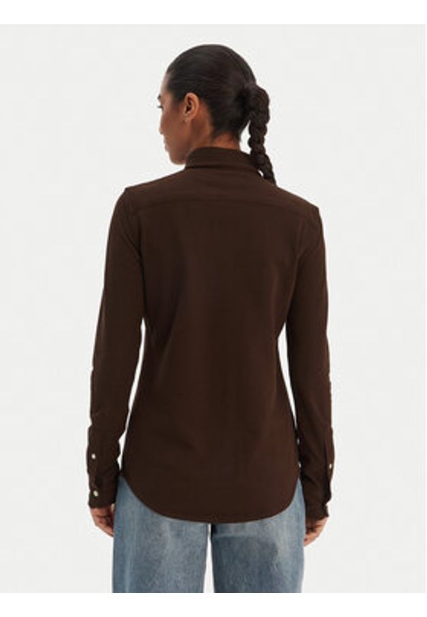 Polo Ralph Lauren Koszula 211924258501 Brązowy Slim Fit. Typ kołnierza: polo. Kolor: brązowy. Materiał: bawełna
