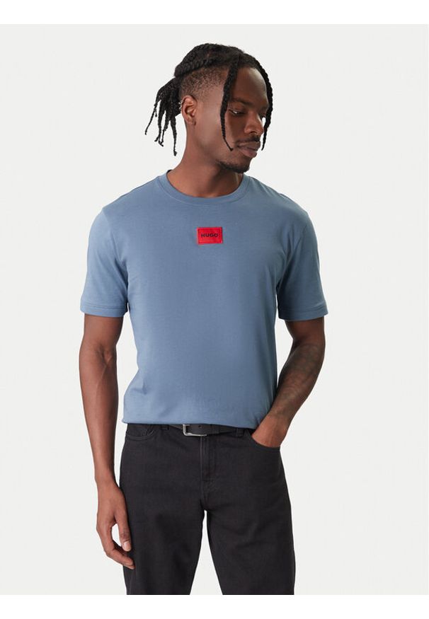 Hugo - HUGO T-Shirt Diragolino 50447978 Niebieski Regular Fit. Kolor: niebieski. Materiał: bawełna