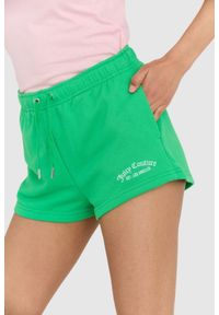 Juicy Couture - JUICY COUTURE Zielone szorty damskie anya recycled z haftowanym logo, Rozmiar M. Kolor: zielony. Wzór: haft #3