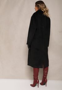 Renee - Czarny Klasyczny Płaszcz o Dwurzędowym Kroju z Kieszeniami Malwilina. Okazja: na co dzień. Kolor: czarny. Materiał: jeans. Wzór: aplikacja. Styl: klasyczny #5