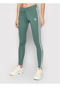 Adidas - adidas Legginsy 3 Stripes HE0405 Zielony Slim Fit. Kolor: zielony. Materiał: bawełna #1