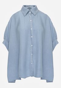 Renee - Jasnoniebieska Oversizowa Koszula z Wiskozą z Nietoperzowymi Rękawami 3/4 Cirithe. Okazja: na co dzień. Kolor: niebieski. Materiał: wiskoza. Styl: elegancki, casual #4