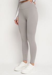 Born2be - Jasnoszare Legginsy z Modelującymi Przeszyciami Selettia. Okazja: na co dzień, na spacer. Kolor: szary. Styl: klasyczny, casual